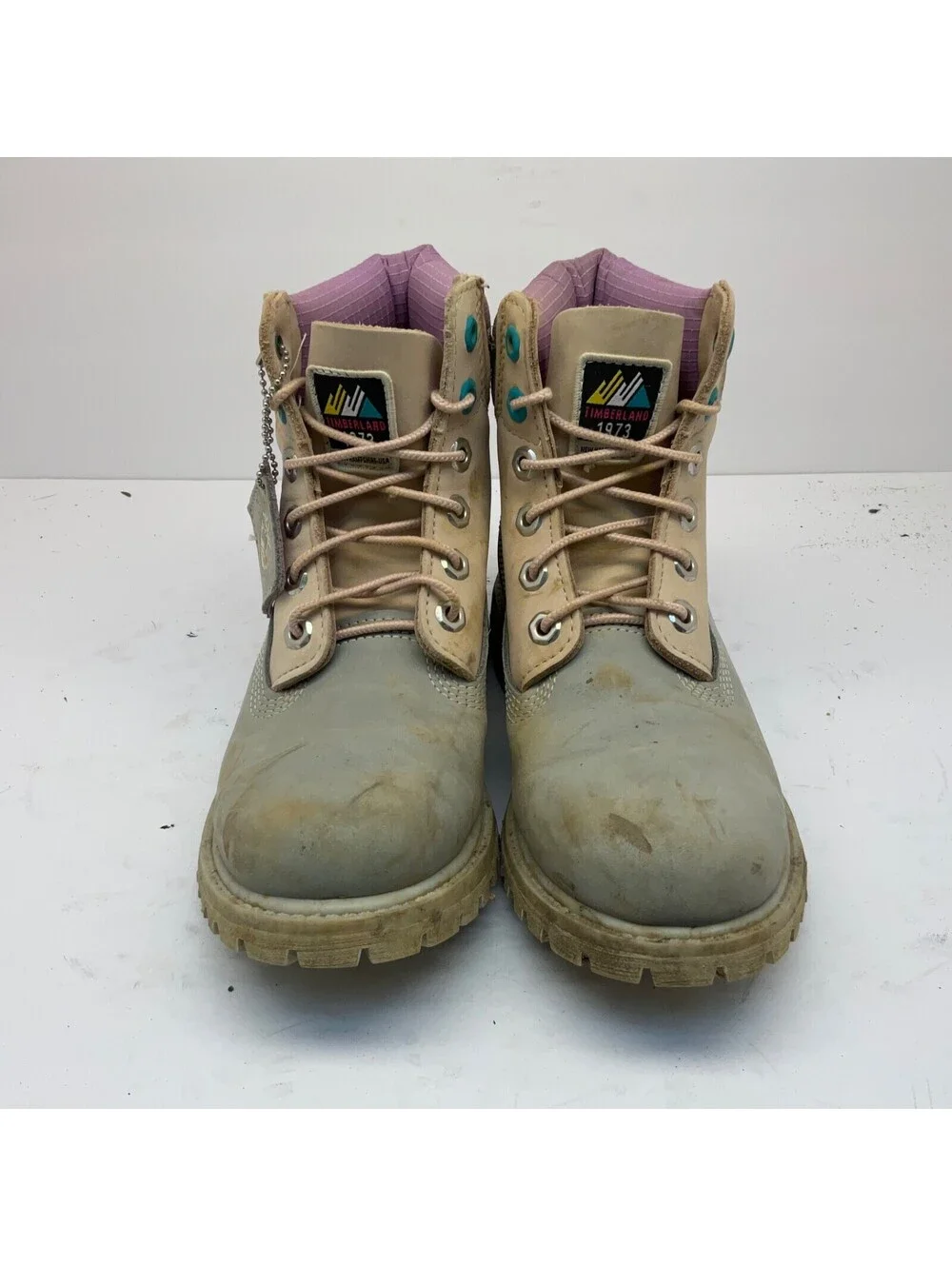 Timberland Women's 6” Classic Premium WP Work Boots A2MC1 Grey/Pink Size 7M
